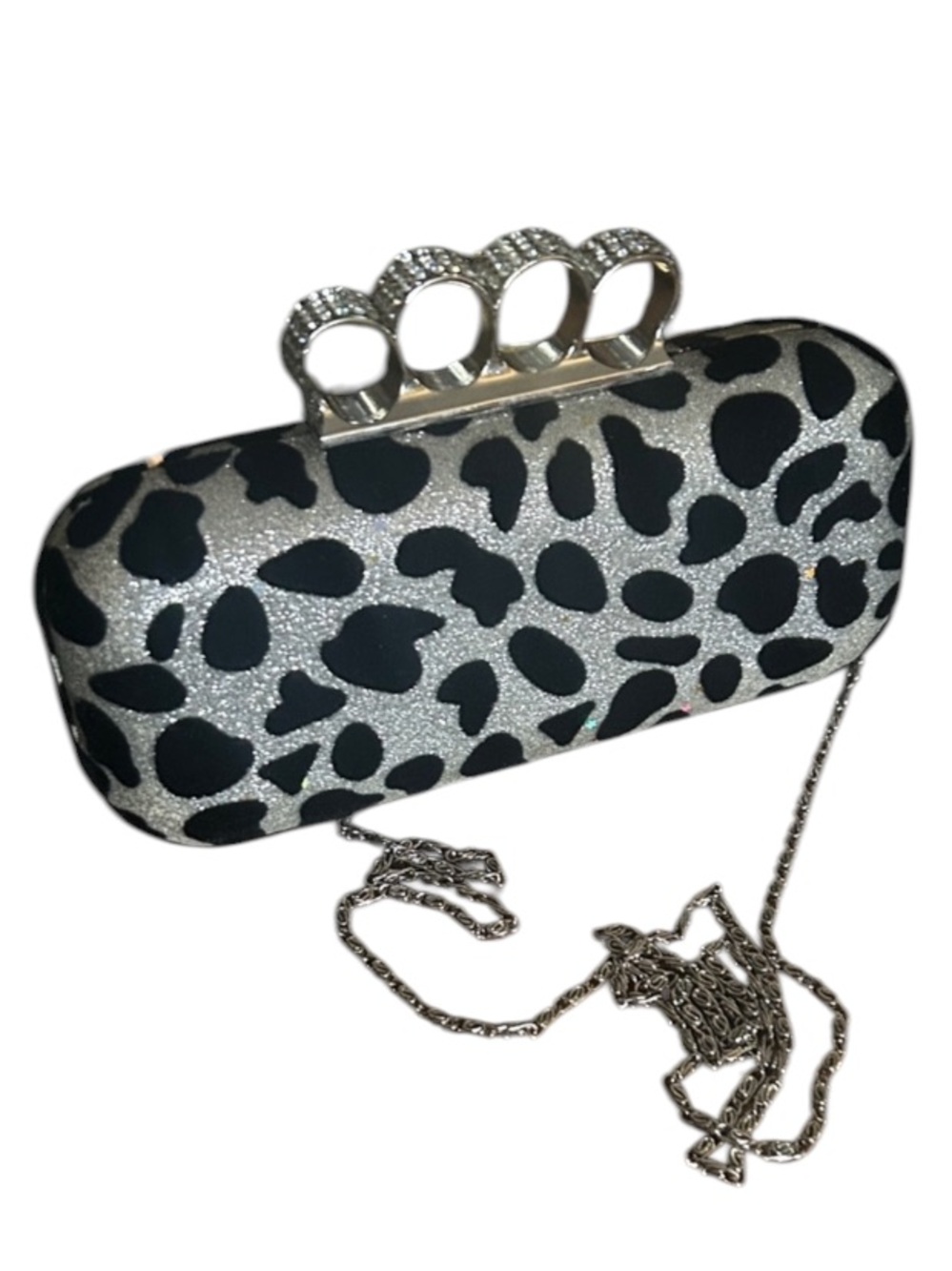 Leopard Print Knuckle Clutch Bag